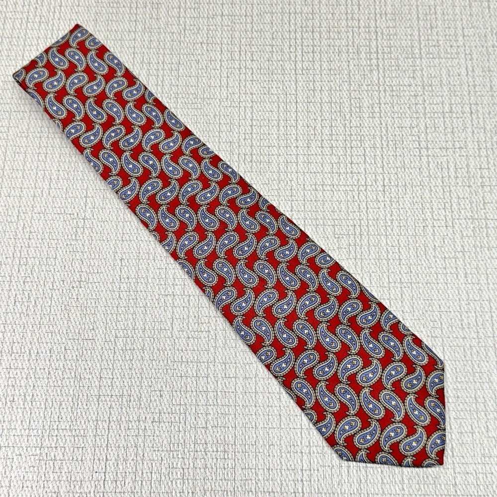 Harve Benard Necktie Mens OS Red Paisley Silk‎ Classic Preppy Dapper Academia